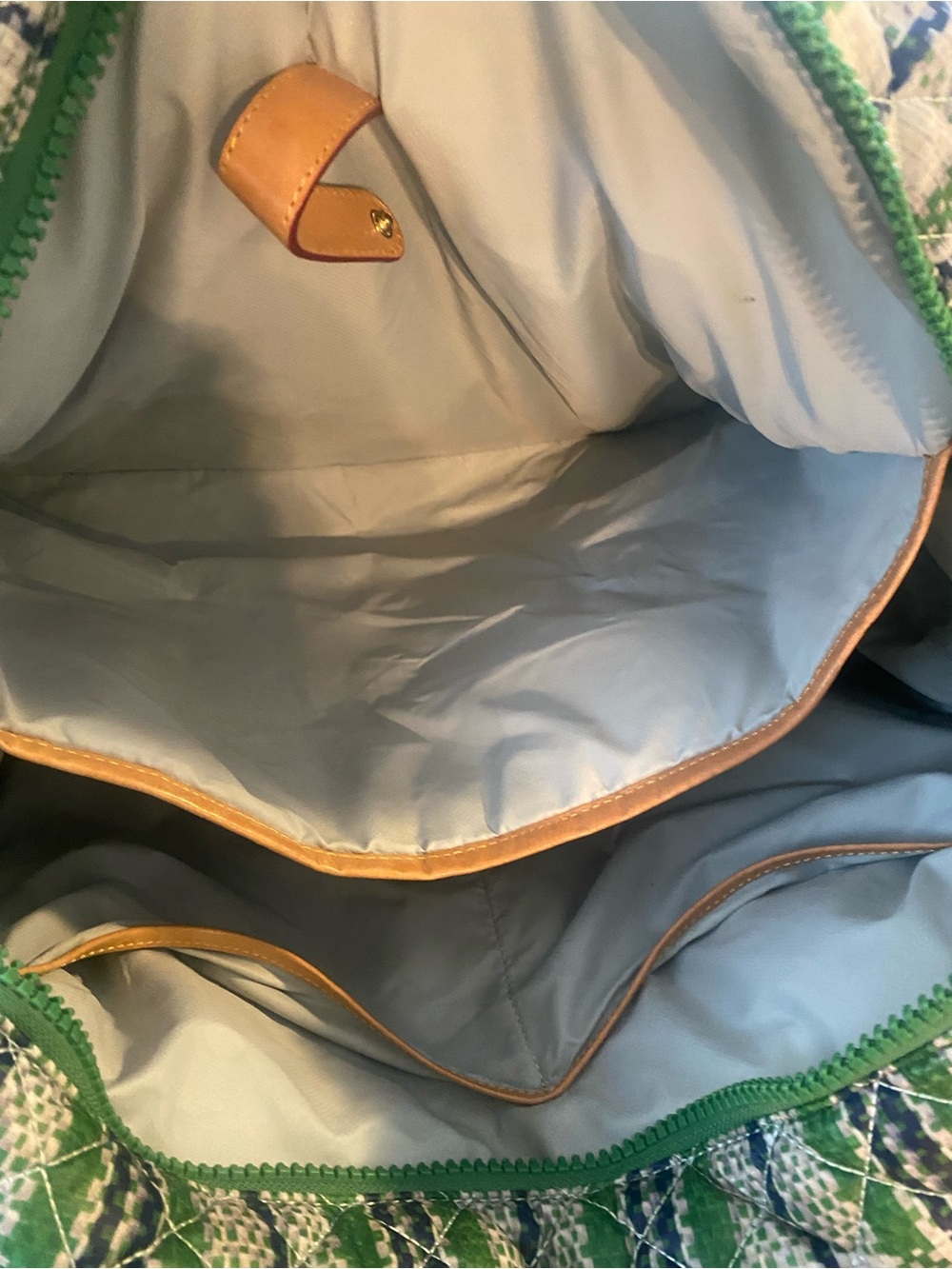 MZ Wallace Spring Plaid Gren Blue Quilted Nik Duffel Travel Bag - Picture 6 of 14